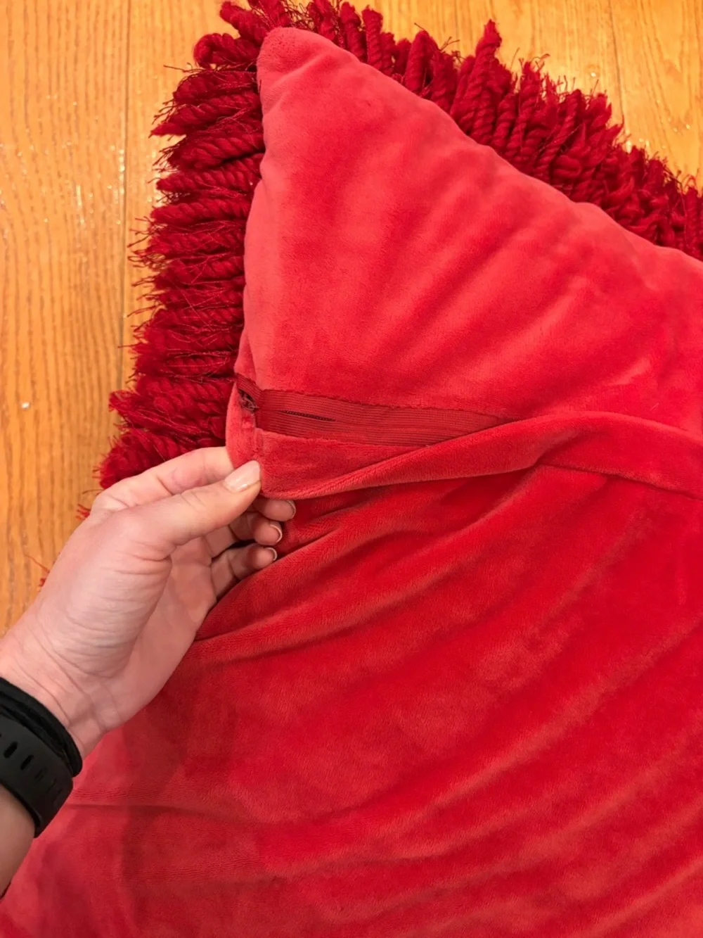 Red Shag Throw Pillows Set of 2 Plush Textured Accent Cushions Cozy Decor